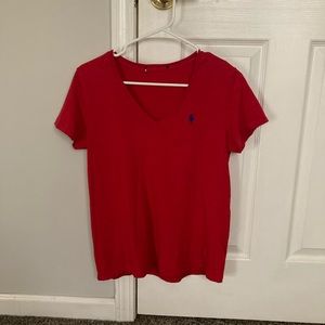 Red polo shirt size medium can wear if your small I’m a small and I wear it